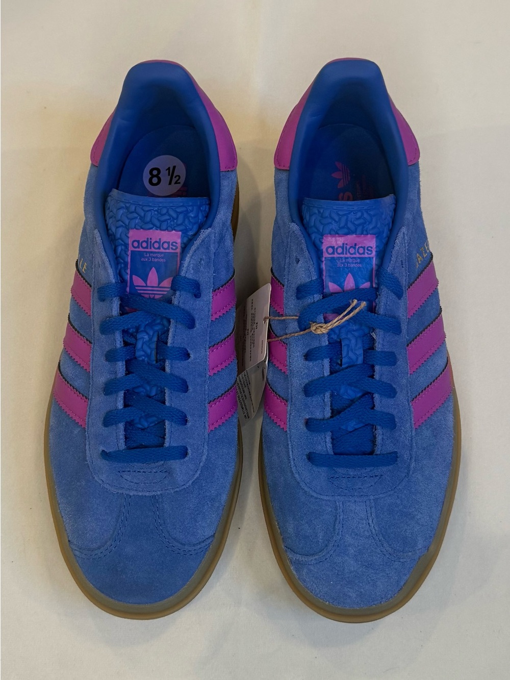 Adidas Gazelle Bold W Royal Blue Suede Pink Stripe Platform NWOB IG4367 Size 8.5 - Picture 2 of 16